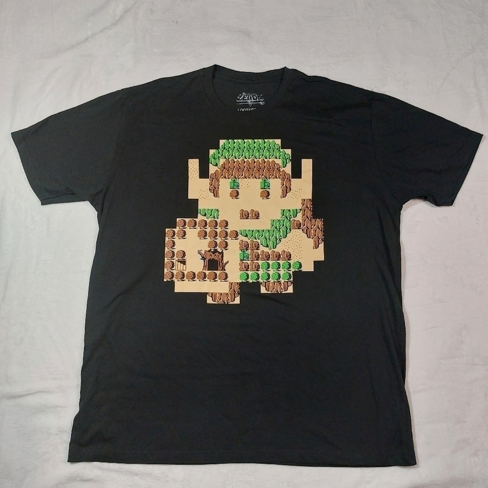 Legend of Zelda Lootcrate Black Pixel Link Graphic T-Shirt Size XL